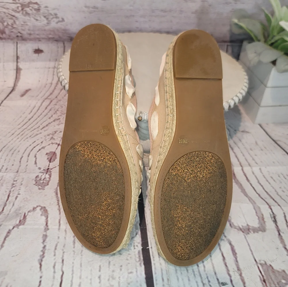 Enzo Angiolini Elegant Powdered Pink Canvas Espadrille Slipon Flats Size 7M